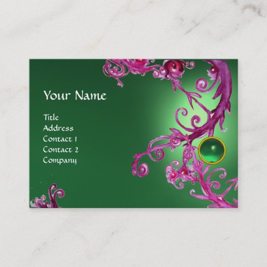 Carte De Visite FLORENTINE BAROQUE MONOGRAM GEM vert violet rouge (Devant)