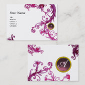 Carte De Visite FLORENTINE BAROQUE MONOGRAM GEM violet blanc (Devant / Derrière)