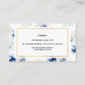 Carte De Visite Flores d'or et d'aquarelle bleue (Dos)