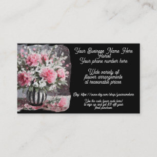 Carte De Visite Florist Fleur Arrangement rose Boutique Ventes Ets