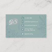 Carte De Visite Florist Fleurs Turquoise Floral Line Art Script (Dos)
