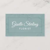 Carte De Visite Florist Fleurs Turquoise Floral Line Art Script (Devant)