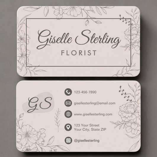 Carte De Visite Florist Floral Blush Pink Floral