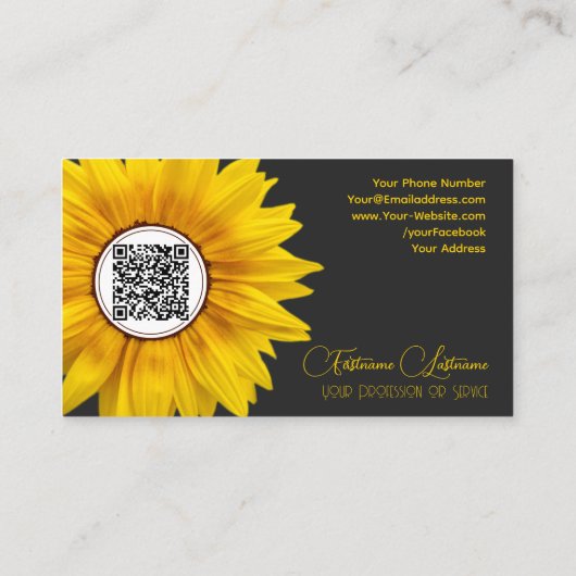 Carte De Visite Floriste fleurit monogramme calligraphie QR-Code (Dos)