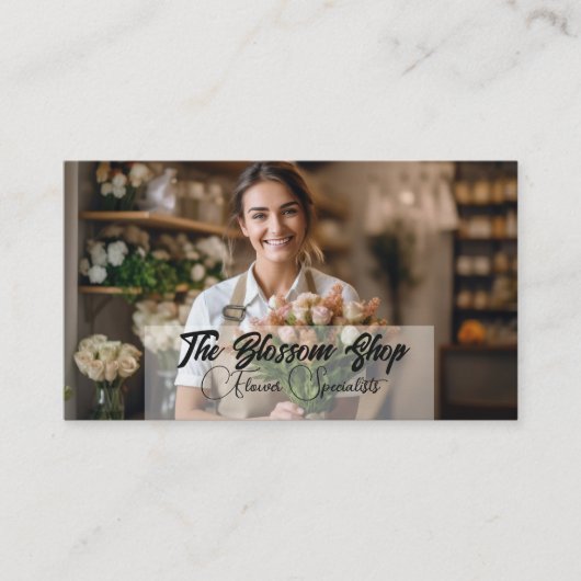 Carte De Visite Floriste organisant des fleurs pour un client (Devant)