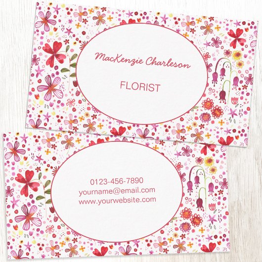 Carte De Visite Floriste Peint main moderne Aquarelle Flower