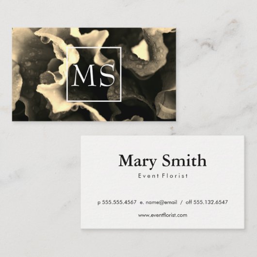 Carte De Visite Floriste (sépia) (Devant / Derrière)