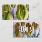 Carte De Visite Floriste - Tulipes Beige Vert Clair (Devant / Derrière)