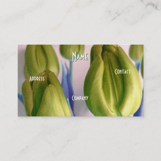 Carte De Visite Floriste - Tulipes Beige Vert Clair (Devant)