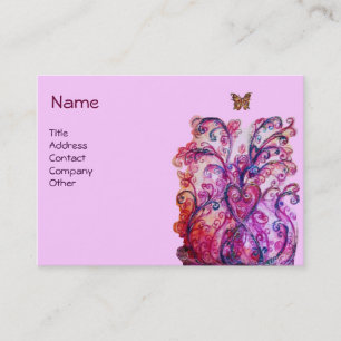 Carte De Visite FLOURISSHES FANTAISISTES rouge rose violet blanc v