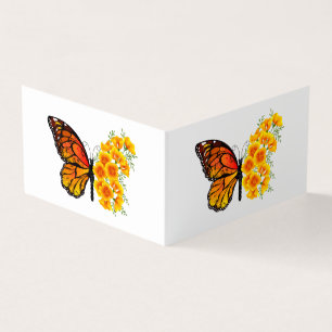 Carte De Visite Flower Butterfly with Yellow California Poppy