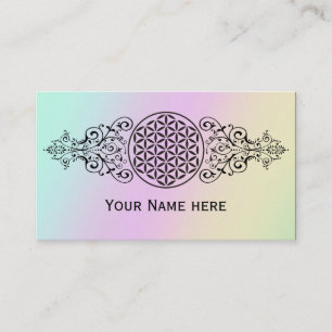 Carte De Visite Flower Of Life - timbre ornements noir I