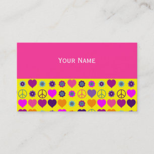Carte De Visite Flower Power Heart Peace Motif + votre backgr.