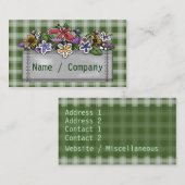 Carte De Visite Flowerbox et guingan vert (Devant / Derrière)