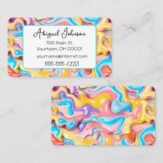 Carte De Visite Fluide Plastique Abstrait Pastel (Devant / Derrière)