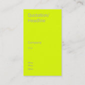 Carte De Visite fluorescent jaune vertical (Dos)