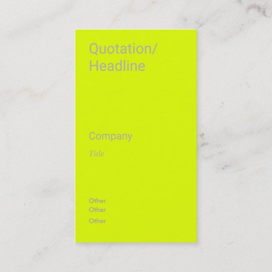 Carte De Visite fluorescent jaune vertical (Dos)