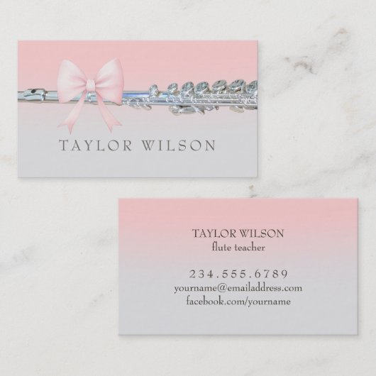 Carte De Visite flûte arc rose (Devant / Derrière)