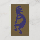 Carte De Visite Flûte Jouer Kokopelli Figure - Bleu sur Vert (Dos)