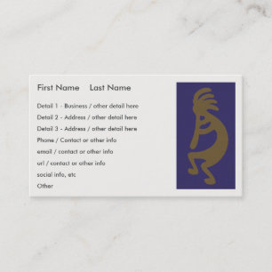 Carte De Visite Flûte Jouer Kokopelli Figure - Vert sur Bleu