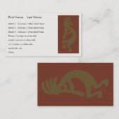 Carte De Visite Flûte Jouer Kokopelli Figure - Vert sur rouge (Devant / Derrière)