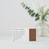 Carte De Visite Flûte Jouer Kokopelli Figure - Vert sur rouge (Debout devant)