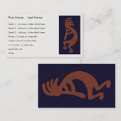 Carte De Visite Flûte Lecture de Kokopelli Figure - Bleu sur Rouge (Devant / Derrière)