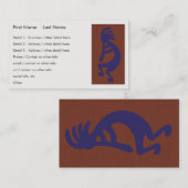 Carte De Visite Flûte Lecture de Kokopelli Figure - Bleu sur Rouge (Devant / Derrière)