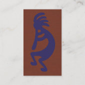 Carte De Visite Flûte Lecture de Kokopelli Figure - Bleu sur Rouge (Dos)