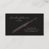 Carte De Visite Flute noir & or élégant (Devant)