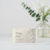 Carte De Visite flûte professeur faux feuille d'or treillis (Debout devant)