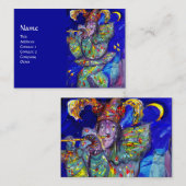 Carte De Visite FLUTISTE EN BLEU / Soirée Carnaval vénitien (Devant / Derrière)