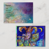 Carte De Visite FLUTISTE EN BLEU / Soirée Carnaval vénitien (Devant / Derrière)