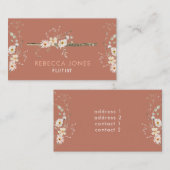 Carte De Visite flûtiste fleur sauvage blanc (Devant / Derrière)