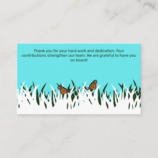 Carte De Visite 🦋 🌿 Fluttering Merci : Appréciation de l'équipe  (Dos)