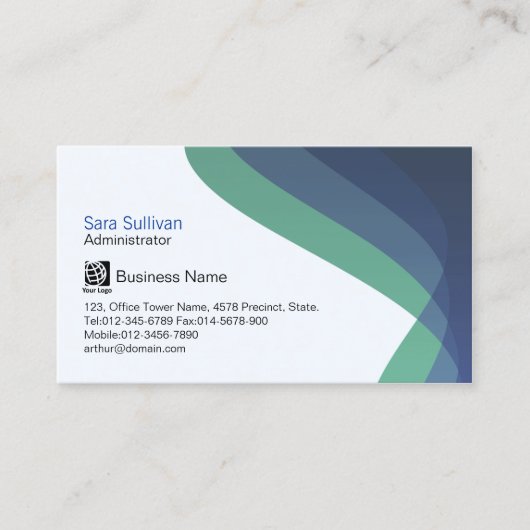 Carte De Visite Flux bleus de gestion d'entreprise administrateur (Devant)