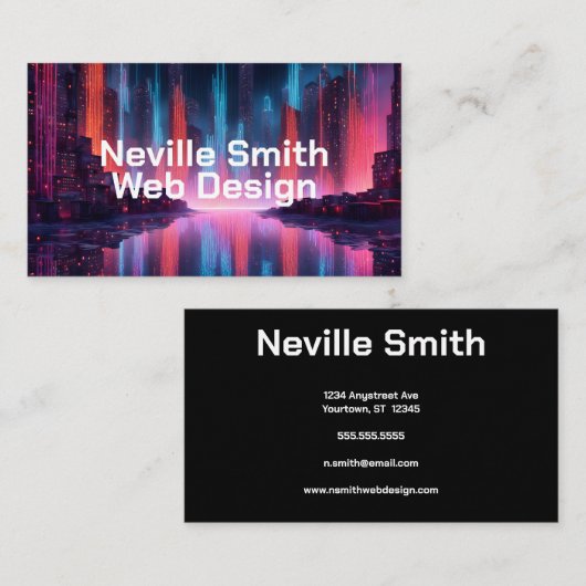 Carte De Visite Flux de données dans City Web Designer High Tech (Devant / Derrière)