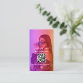 Carte De Visite Flux de photos d'influenceuse Code QR des médias s (Debout devant)