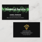 Carte De Visite Flux d'électricité verte lumineuse, électricien (Devant / Derrière)