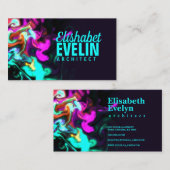 Carte De Visite Flux rose sur arrière - plan noir y788 (Devant / Derrière)