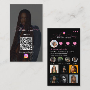 Carte De Visite Flux social de photos de tresses Code QR des média