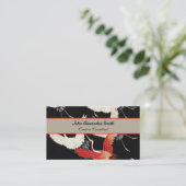 Carte De Visite Flying Cranes Japanese Bird Kimono Art (Debout devant)