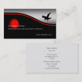 Carte De Visite Flying Raven Bird, tache rouge, effet métallique (Devant / Derrière)