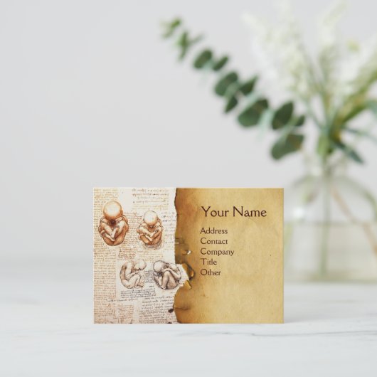 Carte De Visite Foetus dans l'utérus, Ob-Gyn Doctor, Monogramme Mé (Debout devant)