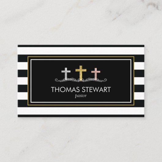Carte De Visite Foil Cross Trio trio rayé religieux (Devant)