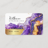 Carte De Visite Foil Purple Agate gold glitter marble Professional (Devant)