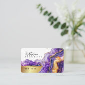 Carte De Visite Foil Purple Agate gold glitter marble Professional (Debout devant)