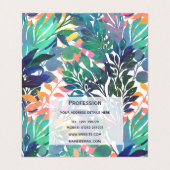 Carte De Visite Foliage de la Jungle tropicale Aquarelle Verdure (Intérieur déplié)