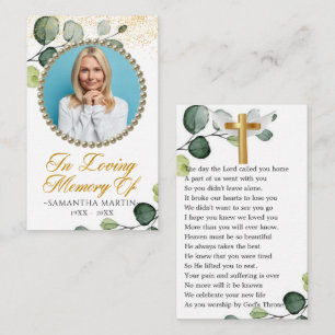 Carte De Visite Foliage de verdure Photo Funeral Prayer Card