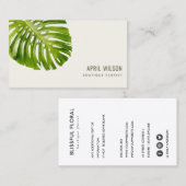 CARTE DE VISITE FOLIE DE FEUILLES DE MONSTERA VERT TROPICALE (Devant / Derrière)